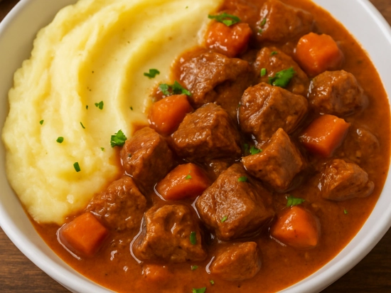 Gulasz wieprzowy z puree ziemniaczanym