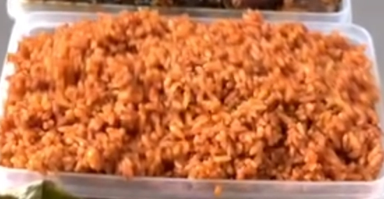3 litres of Jollof Rice  with peppered chicken