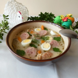 Barszcz biały z jajkiem i kiełbasą 1L