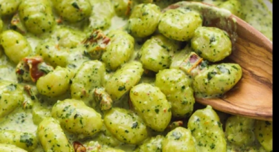 Creamy pesto gnocchi