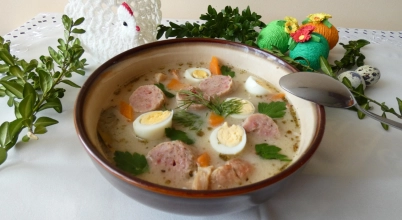 Barszcz biały z jajkiem i kiełbasą 1L